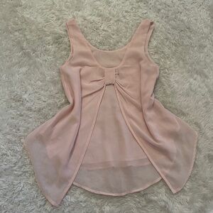 🎀  y2k light pink bow sheer layered tank top/cami  🎀